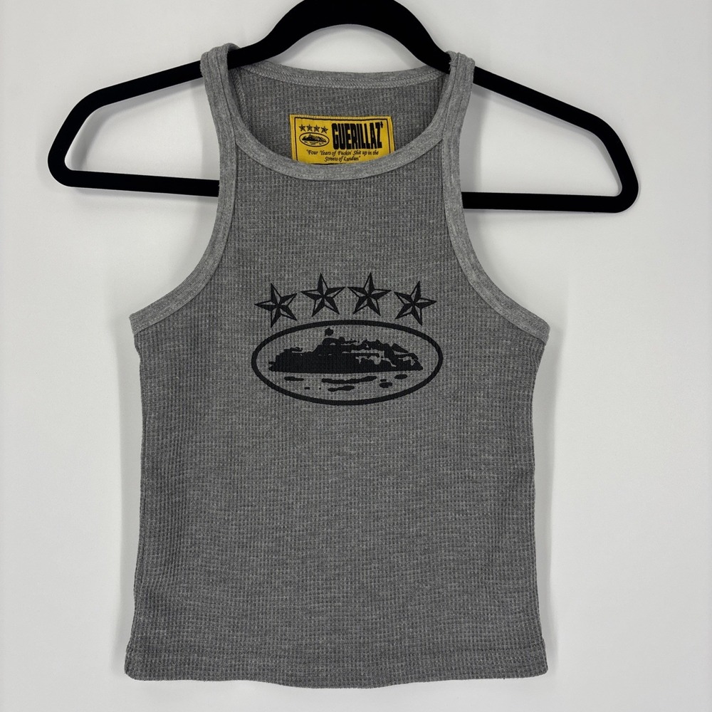 Corteiz Women's Guerillaz Alcatraz Print Cropped Tank Top - Size Medium